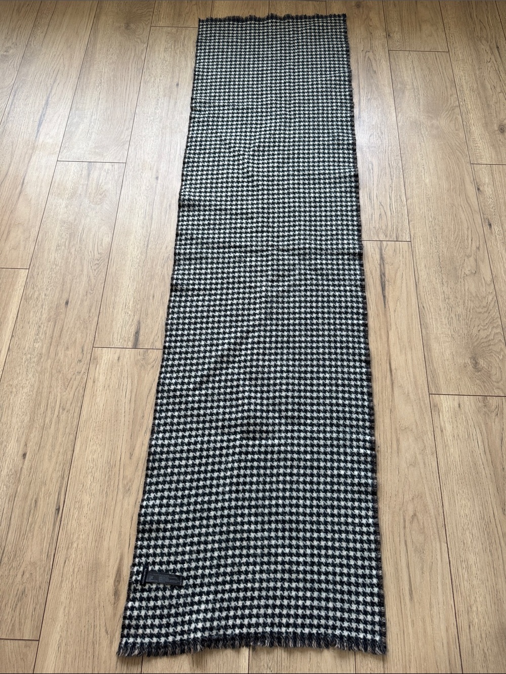 All Saints Men’s Reversible Wool Blend Scarf Houndstooth Leopard Print